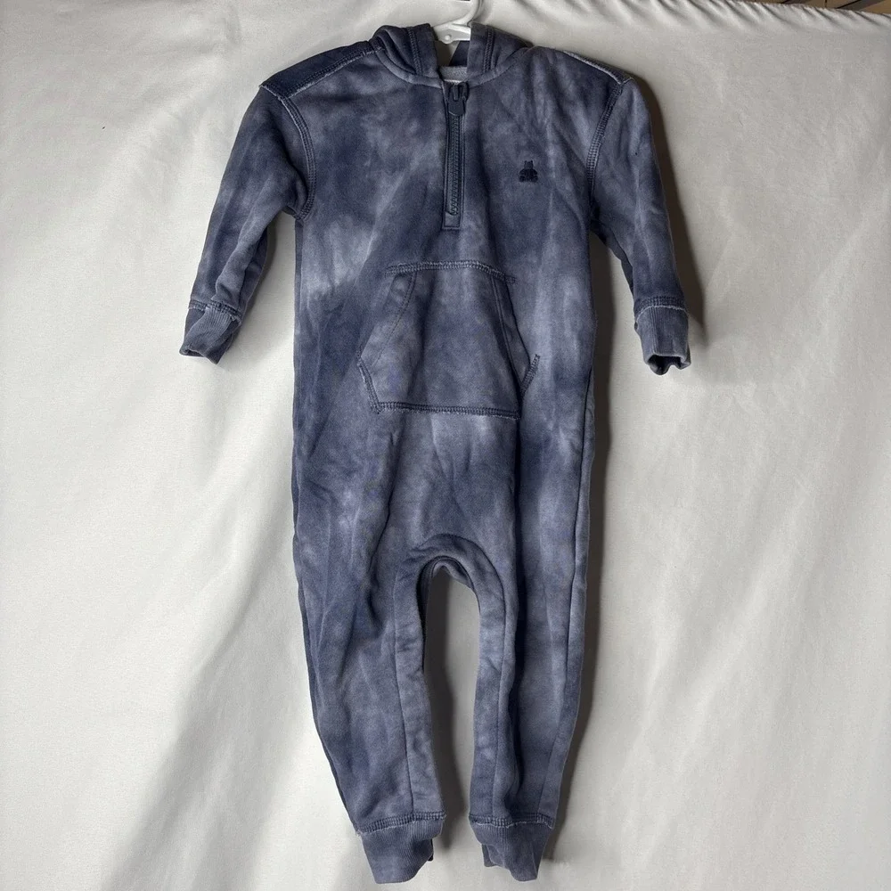 Baby Gap 12-18 Mos Tie Dye Hoodie One Piece‎ Blue Logo Sweatshirt Material